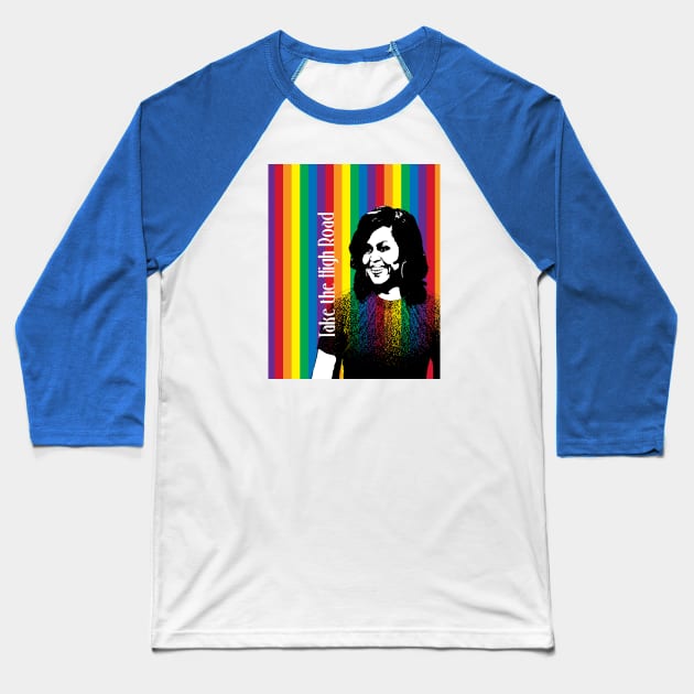 Michelle Obama Rainbow Baseball T-Shirt by candhdesigns